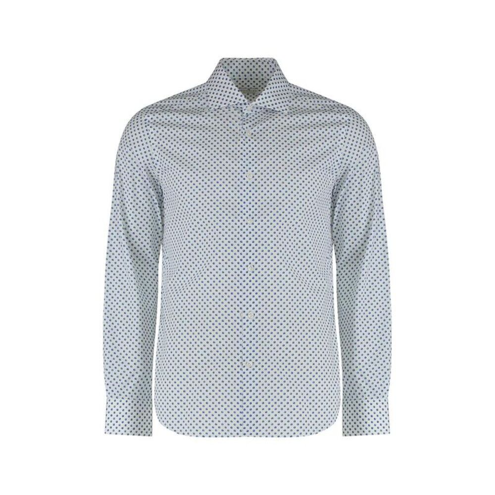SONRISA Men's Long-Sleeve Dress Shirt with Micro-Pattern Men WHITE Shirts